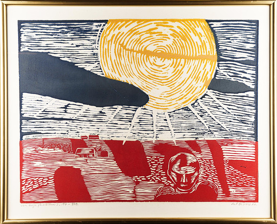ALF OLSSON. Färglitografi, "Van Gogh på slätten, Signerad, daterad och numrerad 147/200. på auktion hos Norrlands Auktionsverk