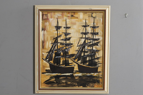 WLADYSLAW SZARY, Tavla, "Segelfartyg", Signerad. på auktion hos Örebro Stadsauktioner