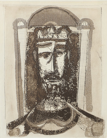 LENNART ROSENSOHN. Kungen, etsning, signerad Rosensohn. på auktion hos Helsingborgs Auktionskammare