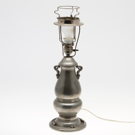 BORDSLAMPA, tenn, art deco, 1900-tal.