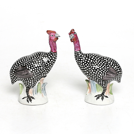 FIGURINES, 2 pcs, porcelain, guinea fowl, China, first half of the 20th ...