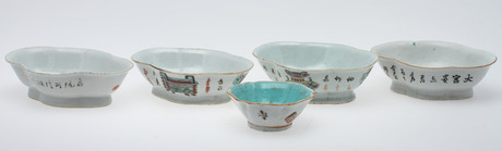 PARTI PORSLIN, 5 delar, Kina, 1900-tal.