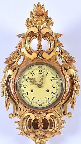 WALL PENDULUM, gilded, rococo style, 20th century. Clocks & Watches ...