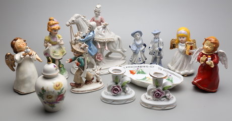 PARTI FIGURINER, med mera 12, porslin, 1900-tal.