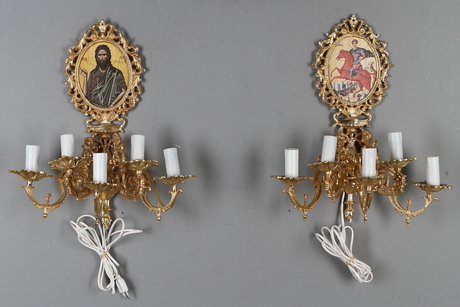 VÄGGLAMPETTER, 1 par, metall, 19002000-tal.