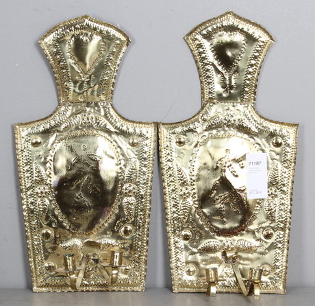 VÄGGPLÅTAR, ett par, mässing, barockstil.