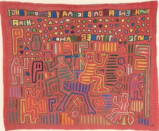 TEXTILE PANEL, called Mola, Native American craft, San Blas eagle ...