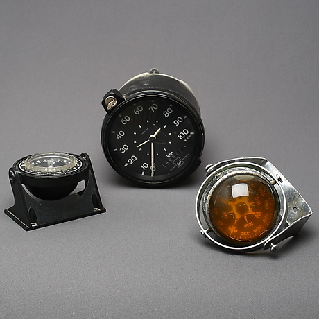 COMPASSES, 2 pcs, and a KILOMETER COUNTER, 1900s. Miscellaneous ...