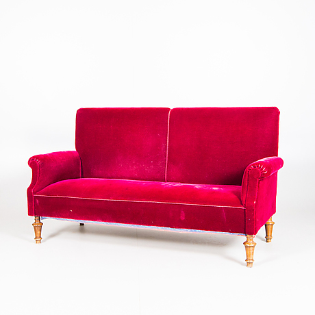 SOFFA, röd plysch, sent 1800-tal. Möbler - Soffor & Sittgrupper - Auctionet