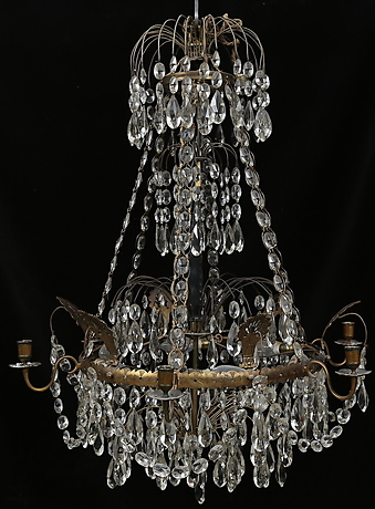 LJUSKRONA, empire-stil, omkring 1900, höjd ca. 90 cm. Belysning ...