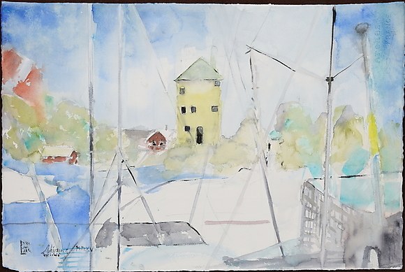 LEILA VAN DYKE LEILA VAN DYKE Watercolor On Paper Ark sund Signed 