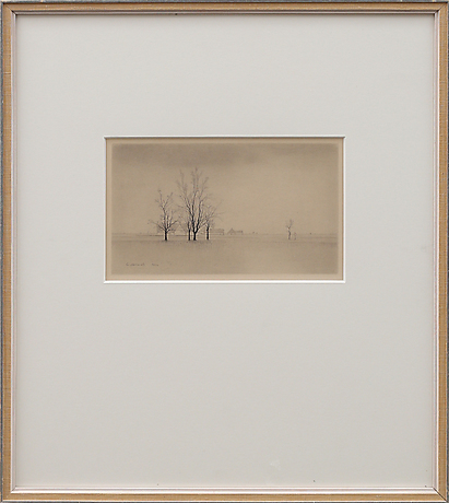 GUNNAR NORRMAN. Scanian landscape, pencil drawing, signed G Norrman and ...