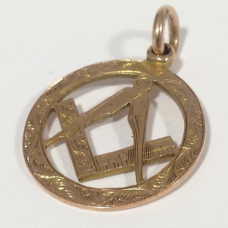 VINTAGE ROSE GOLD MASONIC PENDANT 