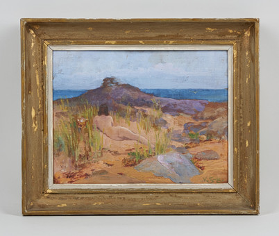 VENNY SOLDAN-BROFELDT. Sommarvy med kvinna på stranden,...