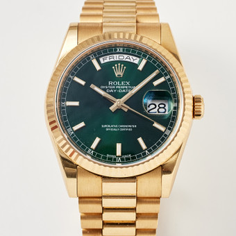 ROLEX, wristwatch, Day-Date, 18k gold, approx 2018.