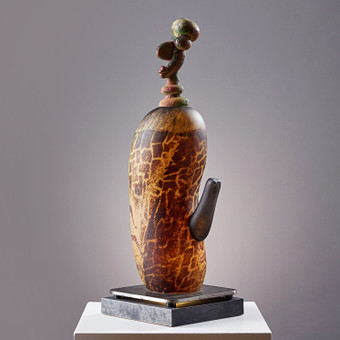 KJELL ENGMAN. Skulptur, Kosta Boda, unik, i form av fig...
