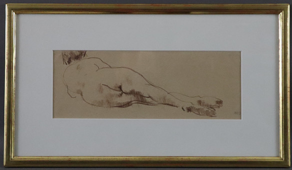 PELLEGRINI, ALFRED HEINRICH. - عاري مستلقٍ، طباشير على ورق.