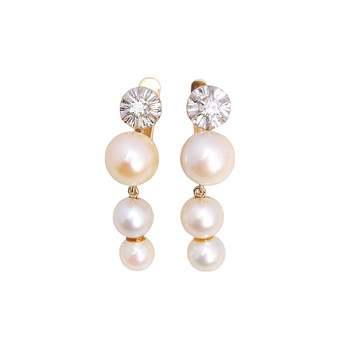 Pendientes colgantes de perlas y dia...