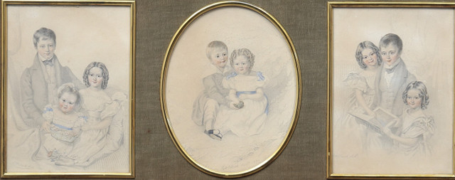 RICHARD-AUGUSTUS CLACK. Three portraits of Maximilian Dalison's children from Hamptons Kent.