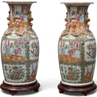 Pareja de jarrones chinos en porcela...