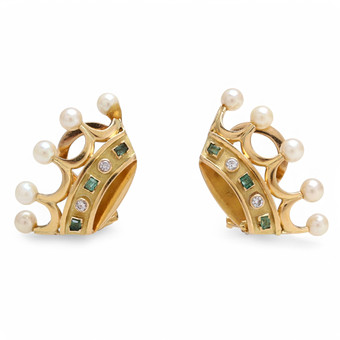 Pendientes de diamantes, esmeraldas ...
