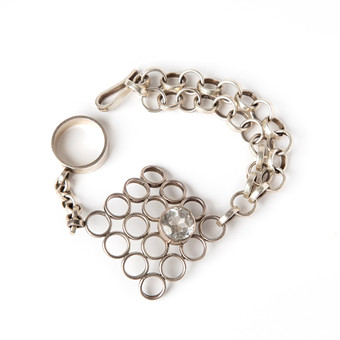 CECILIA JOHANSSON, armring och ring, silver med fasetts...