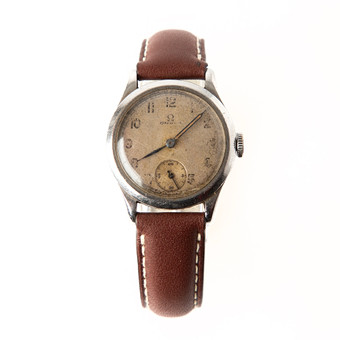 OMEGA, armbandsur, Officer, stål, 1940-tal.