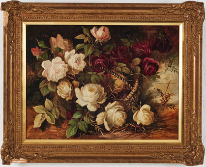 HERBERT COOPER (18/1900-TAL). Rosstilleben, olja på duk...