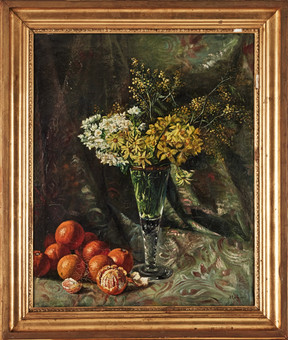 ADELAIDE LEUHUSEN (SVERIGE, 1828-1923). Stilleben, olja...