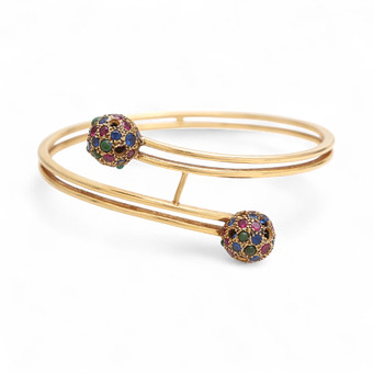 J. ROCA. Pulsera esclava en oro y pe...