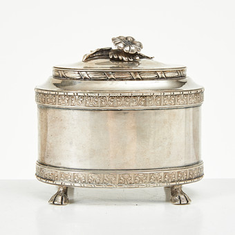 ERIK FLEMING. Sockerskål med lock, sterlingsilver, Borg...