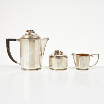 ERIK FLEMING. Kaffeservis, 3 delar, sterlingsilver, Ate...