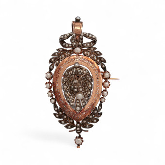 Broche - colgante francés de perlas,...