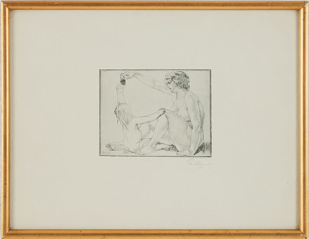 GUSTAF MAGNUSSON (1890-1957). Kvinna och barn, etsning,...