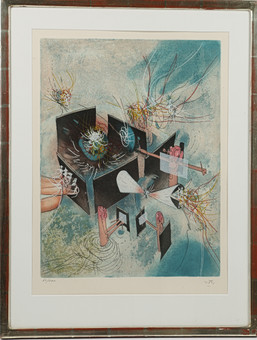 ROBERTO MATTA. "Hom'mere III", färgetsning och akvatint...