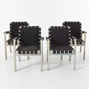 ALVAR AALTO. Karmstolar, 4 st., modell 45, grålaserade,...