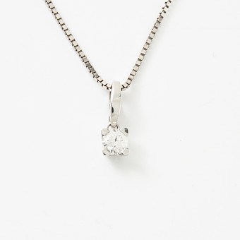HÄNGE, briljant ca 0,25 ct., KEDJA, 18 k vitguld, venetiansk, Vicenza/Italien.