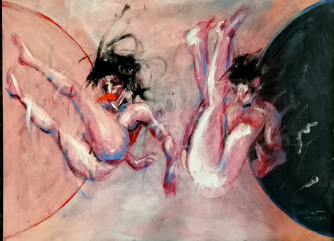 PATRICK CUENOT ORIGINAL PAINTING OF 2 NUDES.