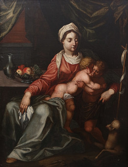 ITALIAN SCHOOL, EARLY 17TH CENTURY. AFTER FEDE GALIZIA. Madonna and Child Jesus and Saint John.