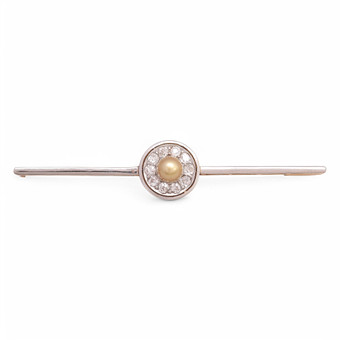 Diamonds and pearl brooch, mid 20th Century.