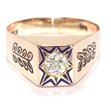 Ring Gold Herren Unisex Diamant 0,83ct Altschliff , 585/14K.