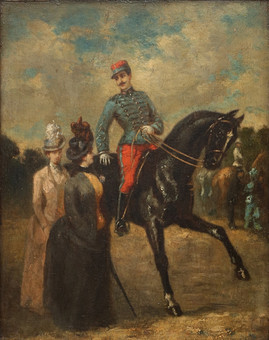 FRENCH SCHOOL, LATE 19TH CENTURY. Soldier with a lady.