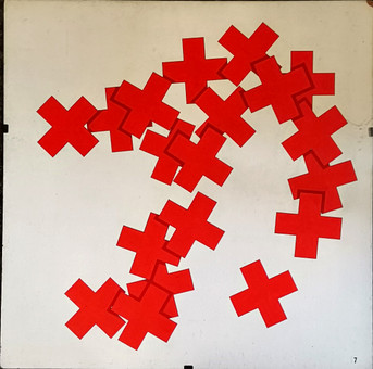 BASIL GOODE 1978 ABSTRACT GEOMETRIC ACRYLIC PAINTING 'RANDOM CROSSES 2'.