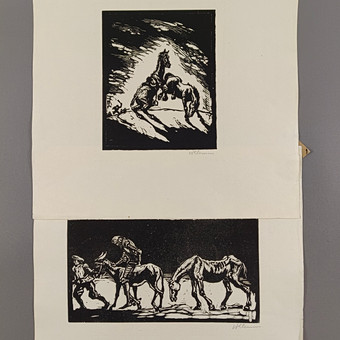 Klemm, Walter. 2 fametszet a „Don Quijote”-ból, 1914, kézzel aláírva.