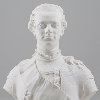 JOHAN TOBIAS SERGEL. EFTER. Porträttbyst föreställandes Gustav III, gips, 1900-tal.