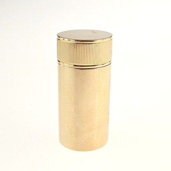 Boîte en or 14 carats, paroi cylindrique avec bouchon à vis.