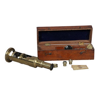 A J H STEWART CASED MONOCULAR MICROSCOPE.
