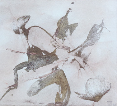 HERMANN FOCKE (1924-2020). Leim/Farbpigmente auf Karton, '' Ohne Titel '' ,signiert, (1993).