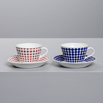 STIG LINDBERG. Kaffekoppar, 2 st, "Eva" & "Adam", Gustavsberg, formgivna 1959.