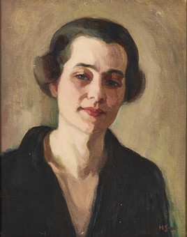 HANNA SUOMALAINEN (Finland, 1874–1948). Damporträtt, monogramsignerad HS-n, olja på duk ställd på pannå.